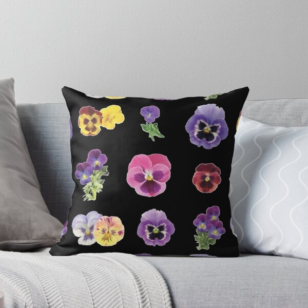 Item preview, Watercolor Violet Yellow Pink Flowers on Black designed and sold by Pavnud.