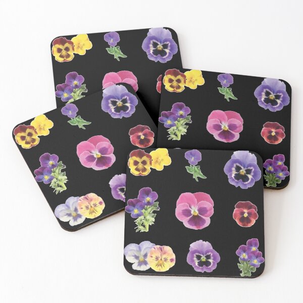 Item preview, Watercolor Violet Yellow Pink Flowers on Black designed and sold by Pavnud.