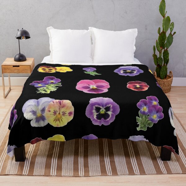 Item preview, Watercolor Violet Yellow Pink Flowers on Black designed and sold by Pavnud.