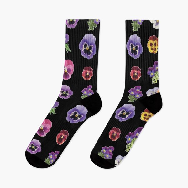 Item preview, Watercolor Violet Yellow Pink Flowers on Black designed and sold by Pavnud.