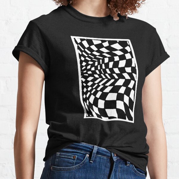 Distorted Checkerboard Linocut Print Classic T-Shirt