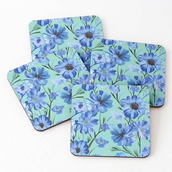Artikelvorschau, Blaue Blumentapete entworfen und verkauft von The Love Quill.