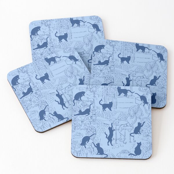 Item preview, Very funny cat pattern playing near a cafe in the city designed and sold by Prettygraphe.