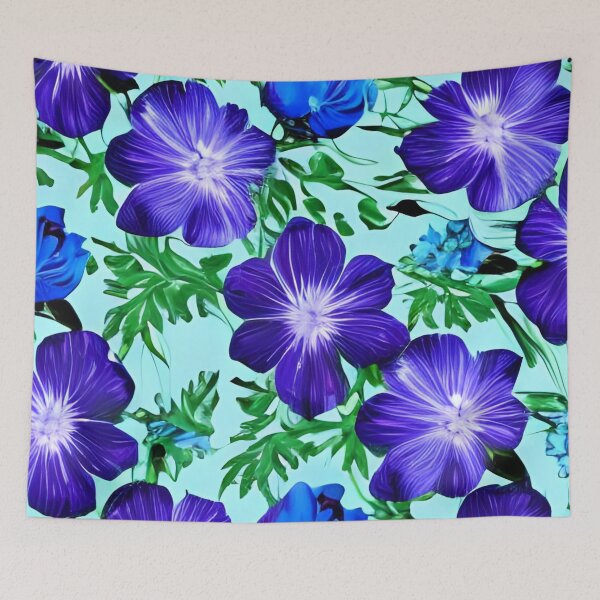 Item preview, Papel pintado de flor azul designed and sold by The Love Quill.