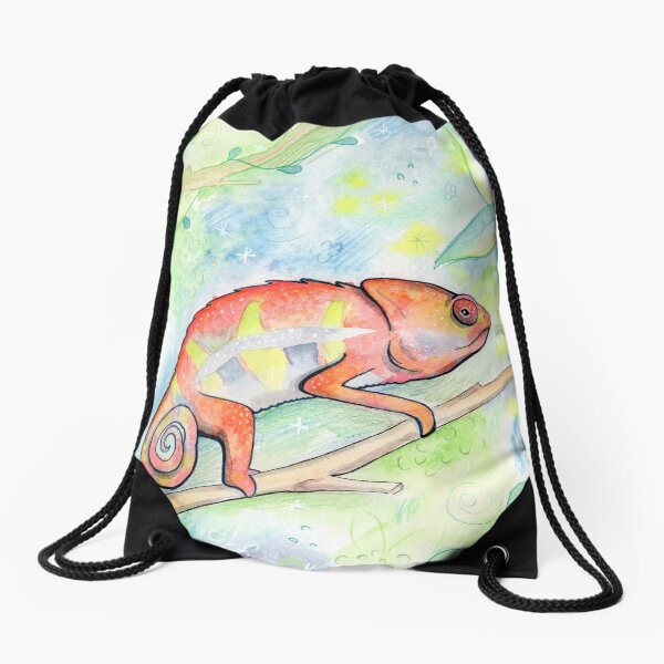 Cutie Chameleon Drawstring Bag