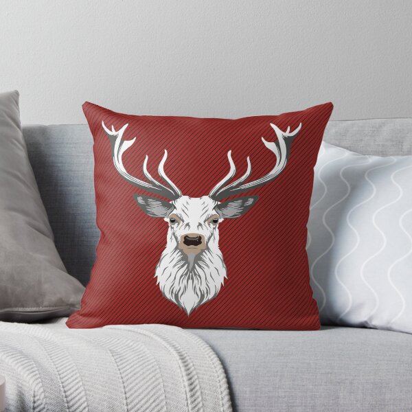 Red Stag Throw Pillow
