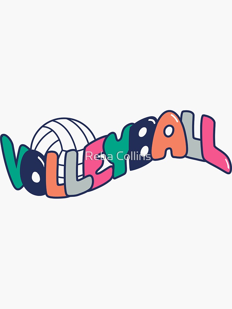 "Retro Wavy Volleyball Word Design" Sticker for Sale by rkaydesign