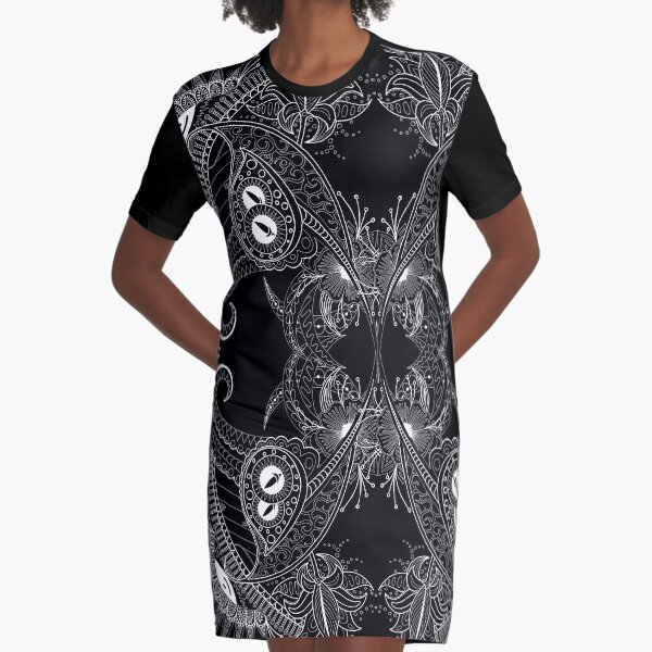 Design 51 pattern 2 on black Graphic T-Shirt Dress