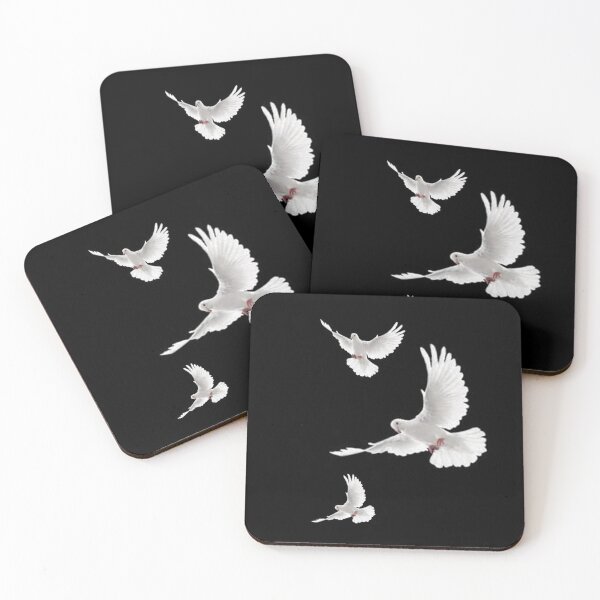 Item preview, THREE WHITE PEACE DOVES FLYING BLACK ART designed and sold by sharlesart.