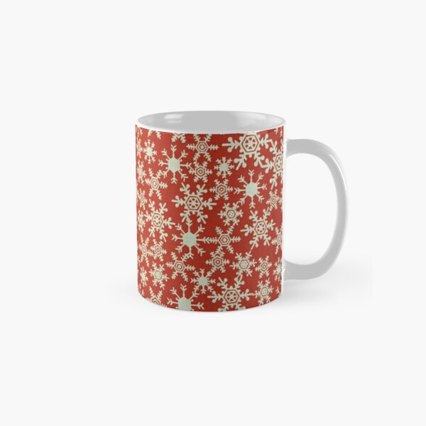 Christmas Red White Snowflakes Classic Mug