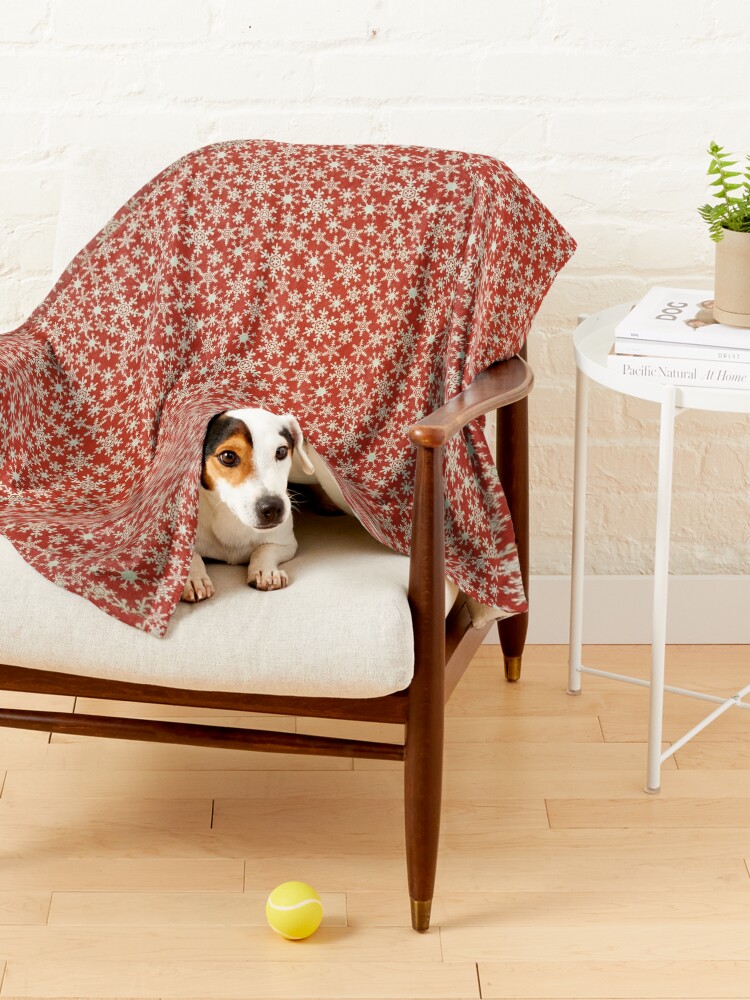Alternate view of Christmas Red White Snowflakes Pet Blanket