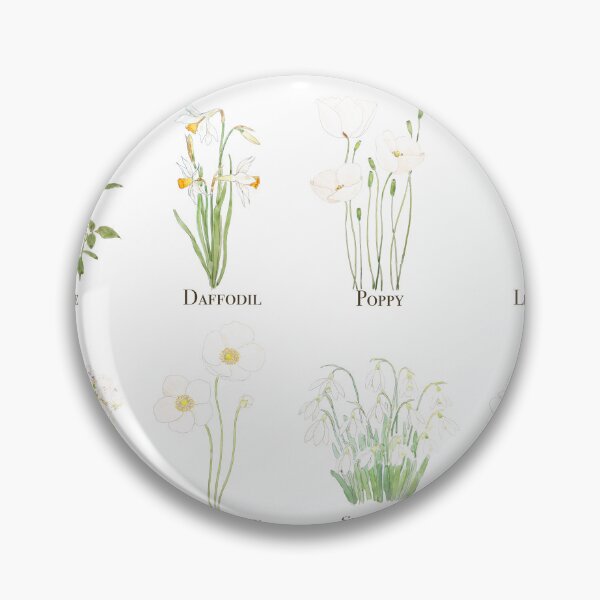 Aperçu de l'œuvre Collection de fleurs blanches à l'aquarelle et à l'encre peintes à la main créée et vendue par SelenePaintings .