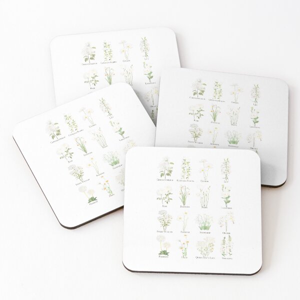 Item preview, white flowers watercolour and ink collection hand painted  designed and sold by ColorandColor.