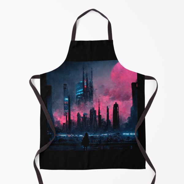 Item preview, Girl Silhouette Looking At Futuristic City At Night (Neo Noir Blade Runner Theme Cityscape Vaporwave Poster) designed and sold by ZGigerBarker.