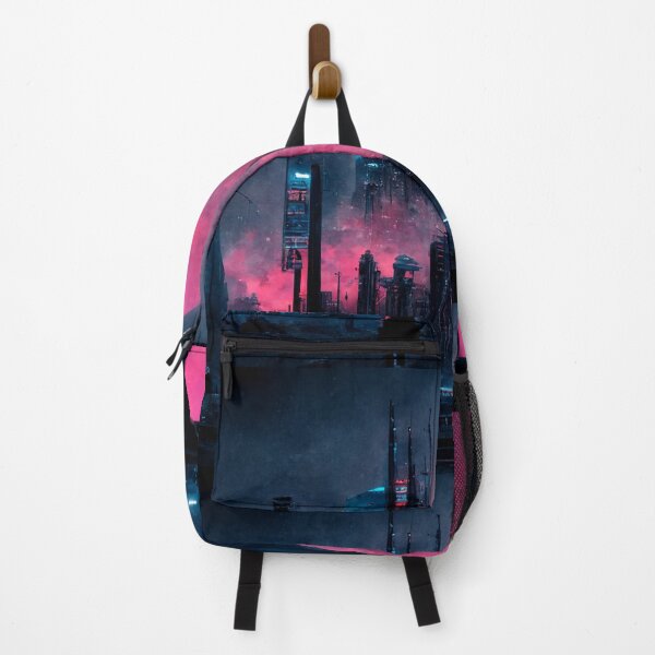 Item preview, Girl Silhouette Looking At Futuristic City At Night (Neo Noir Blade Runner Theme Cityscape Vaporwave Poster) designed and sold by ZGigerBarker.