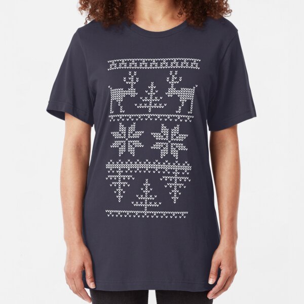 nordic knit pattern Slim Fit T-Shirt