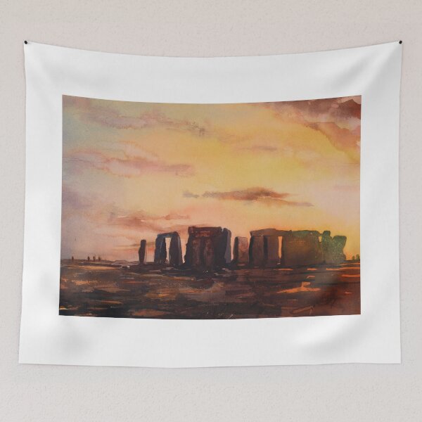 Item preview, Watercolor painting of Stonehenge at sunset- England designed and sold by rfoxphoto.