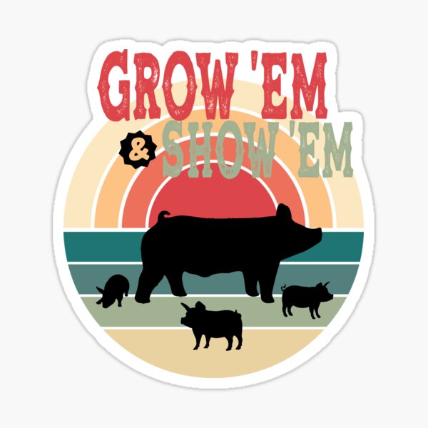 "Stock Show Pigs Grow Em And Show Em Market Pigs" Sticker for Sale