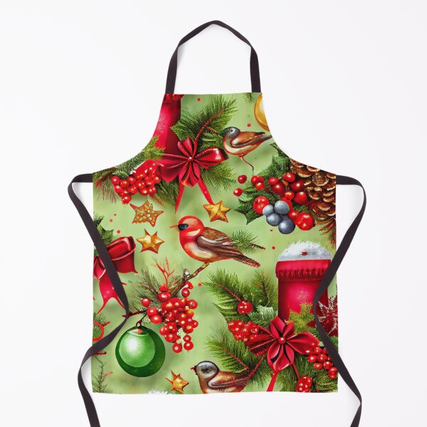 Aperçu de l'œuvre Festive Winter Christmas Pattern with Birds and Pine Digital Painting créée et vendue par CodeAndColors.