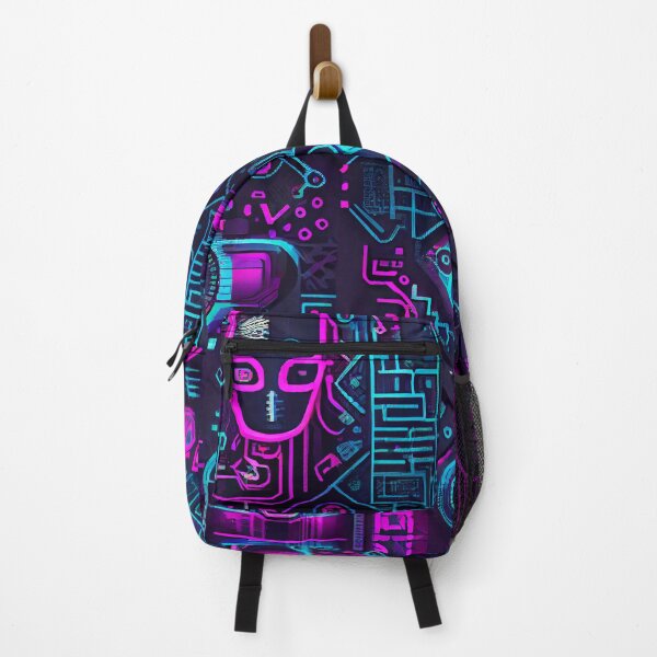 Artikelvorschau, Bright Vibrant Cyberpunk Aesthetic Pattern Print Digital Painting entworfen und verkauft von CodeAndColors.