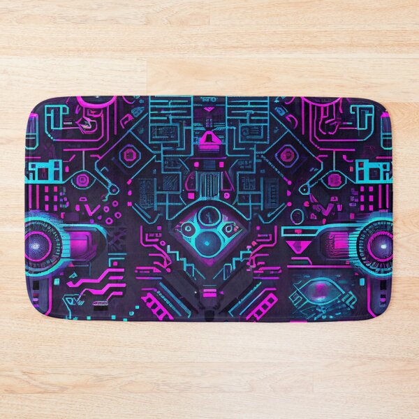 Artikelvorschau, Bright Vibrant Cyberpunk Aesthetic Pattern Print Digital Painting entworfen und verkauft von CodeAndColors.