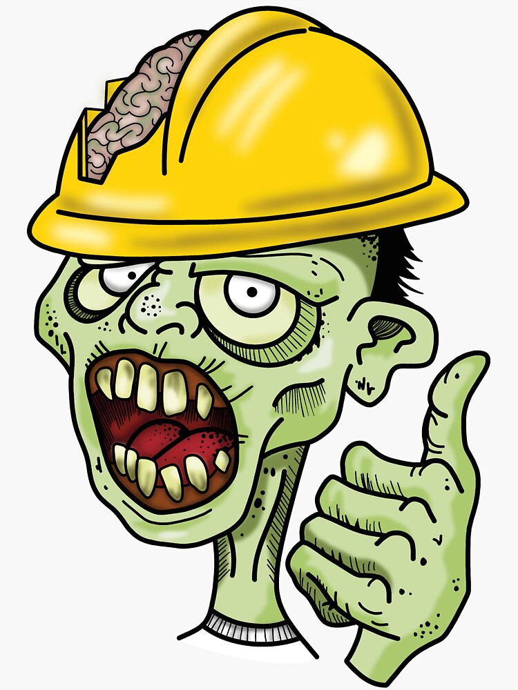 "Zombie Construction Worker" Sticker for Sale by kenzy1243 Redbubble