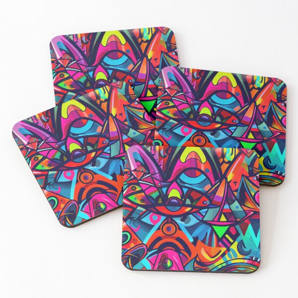 Artikelvorschau, Bright Colorful Abstract Pop Graffiti Style Pattern Digital Painting entworfen und verkauft von CodeAndColors.