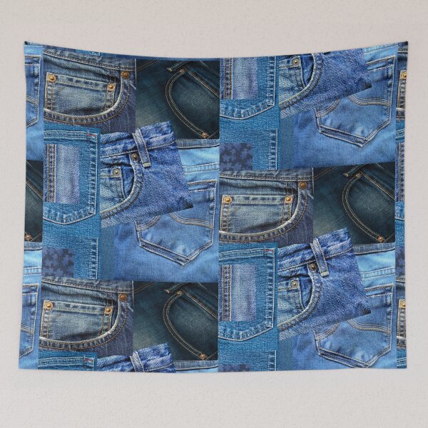 Item preview, Photograph of Patchwork of Blue Jeans ONLY - Not Real designed and sold by Cowboy Folly.