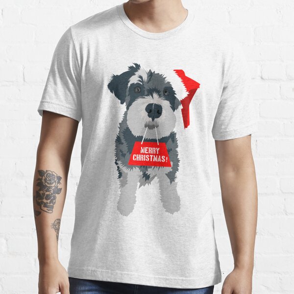 Christmas Miniature Schnauzer Santa Hat Essential T-Shirt