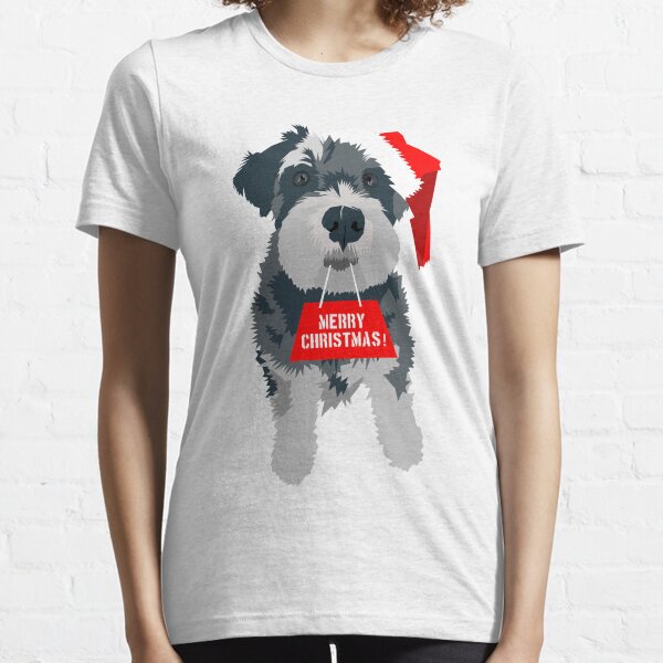 Christmas Miniature Schnauzer Santa Hat Essential T-Shirt