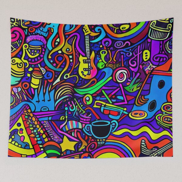 Aperçu de l'œuvre Vibrant Colorful Abstract Pop Culture Music Design Digital Painting créée et vendue par CodeAndColors.