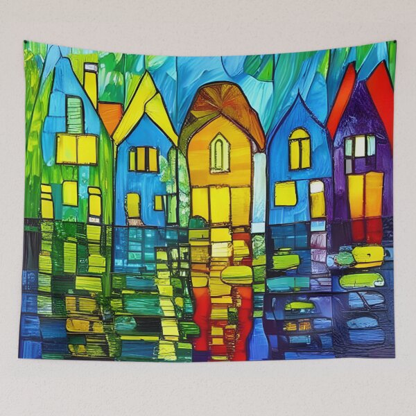 Item preview, Houses made from stained glass windows designed and sold by Andy Miles.