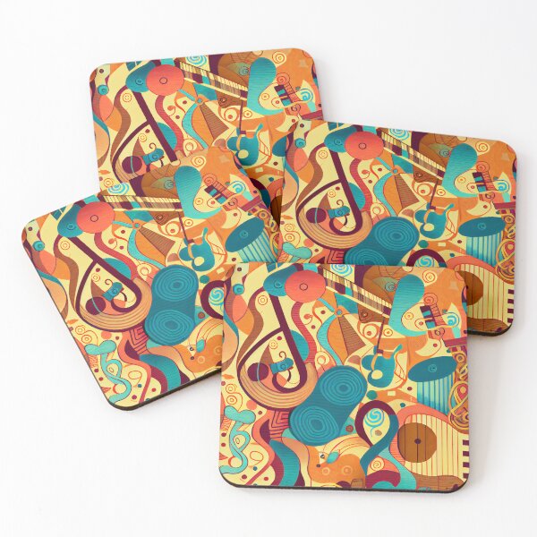 Item preview, Abstract Vintage Style Music Pattern Print Digital Painting designed and sold by CodeAndColors.