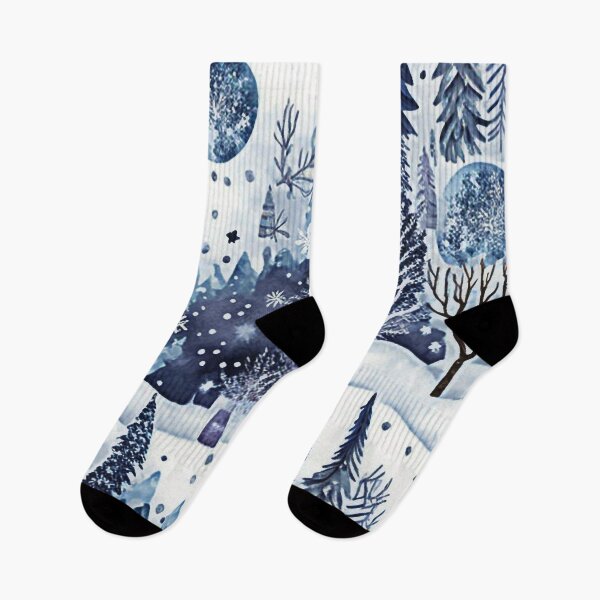 Item preview, UGLY CHRISTMAS WINTER WONDERLAND  SOCKS Midjourney AI Artwork designed and sold by davidjulie.