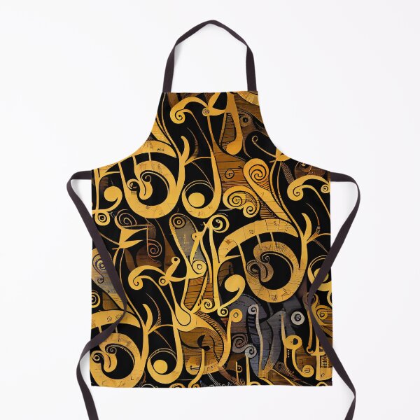 Aperçu de l'œuvre Elegant Designer Abstract Music Gold Pattern Print Digital Painting créée et vendue par CodeAndColors.