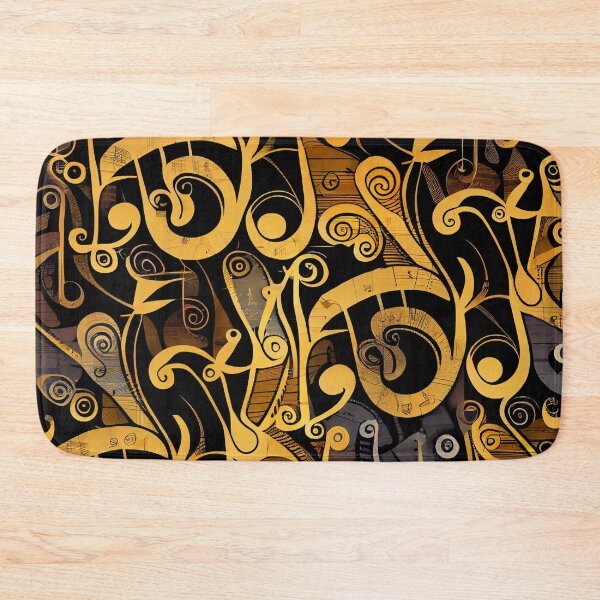 Aperçu de l'œuvre Elegant Designer Abstract Music Gold Pattern Print Digital Painting créée et vendue par CodeAndColors.