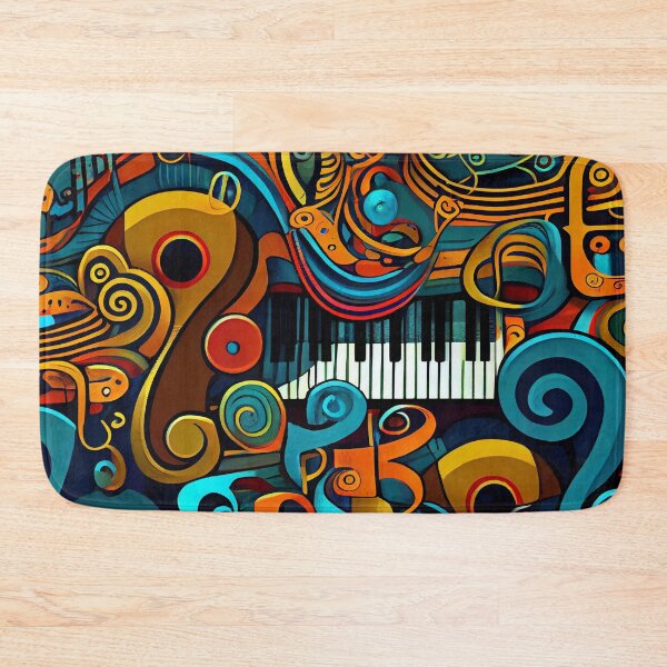 Artikelvorschau, Vibrant Colorful Pop Piano Music Pattern Print Digital Painting entworfen und verkauft von CodeAndColors.