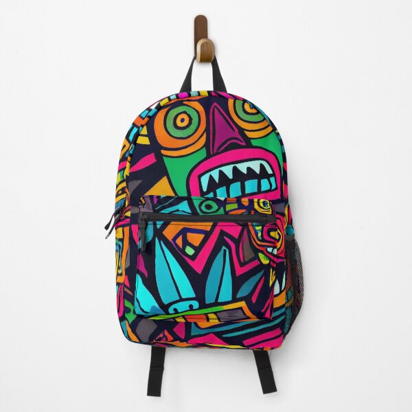 Item preview, Vibrant Abstract Pop Culture Tiki Pattern Print Digital Painting designed and sold by CodeAndColors.