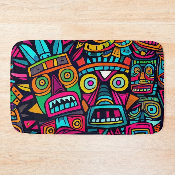 Artikelvorschau, Vibrant Abstract Pop Culture Tiki Pattern Print Digital Painting entworfen und verkauft von CodeAndColors.