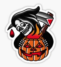 Traditional Reaper with Pumpking Tattoo Piece Sticker
