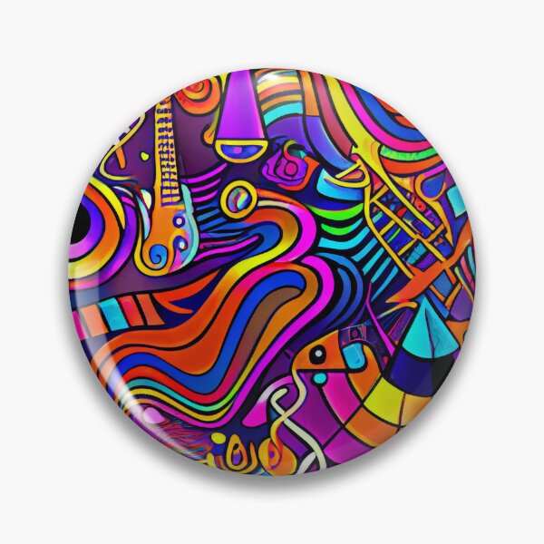 Artikelvorschau, Colorful Vibrant Abstract Music Instrument Pattern Digital Painting entworfen und verkauft von CodeAndColors.