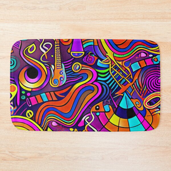 Aperçu de l'œuvre Colorful Vibrant Abstract Music Instrument Pattern Digital Painting créée et vendue par CodeAndColors.