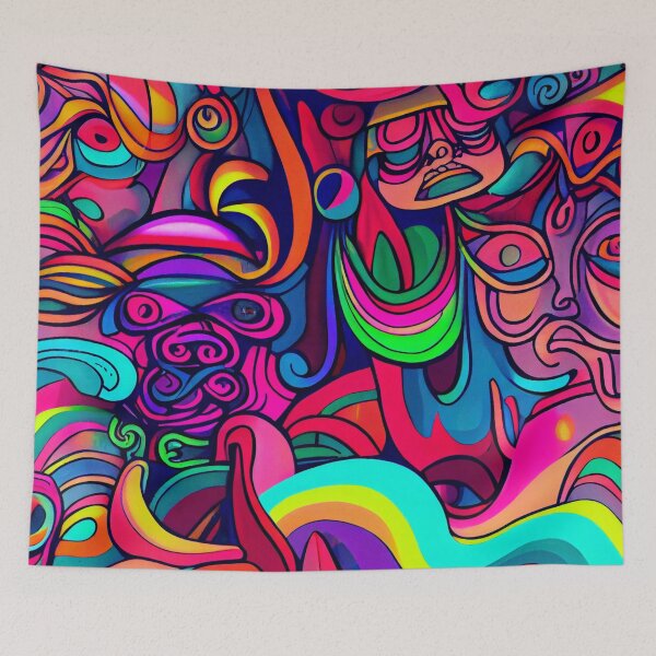 Aperçu de l'œuvre Bright Vibrant Colorful Abstract Pop Art Pattern Digital Painting créée et vendue par CodeAndColors.