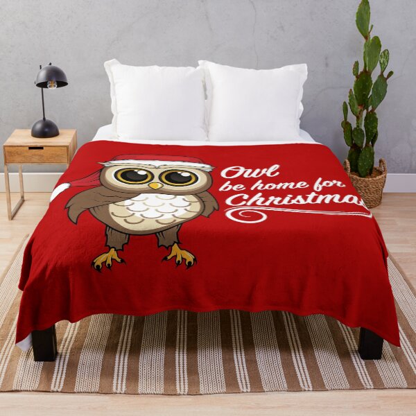 Item preview, Owl be home for Christmas - Cute Owl in Santa Hat - white text designed and sold by houseofwray.