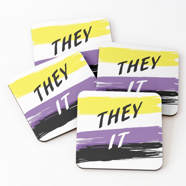Item preview, They/It pronouns designed and sold by Wolfberry Studio.