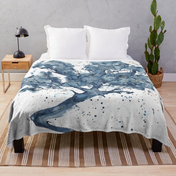 Item preview, Inspirational blue watercolor landscape. cool trees designed and sold by anaozzart.