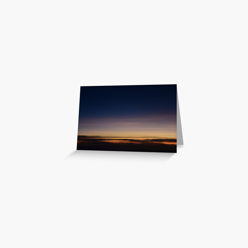 Moon rising above the clouds; sunset above clouds; sunset; moon Greeting Card
