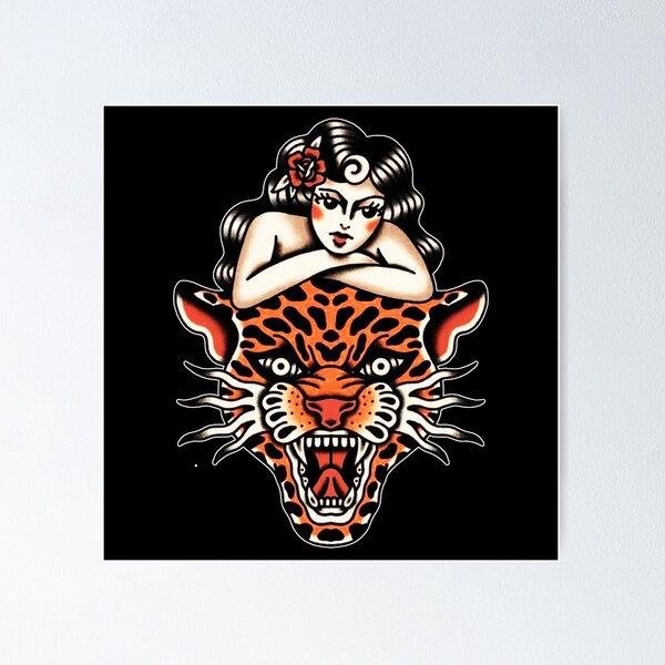 Item preview, Traditional Beautiful Lady with Tiger Tattoo designed and sold by Cesar Caligula.