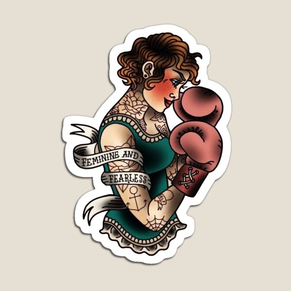 Boxer Flapper Girl Tattoo Art Print 