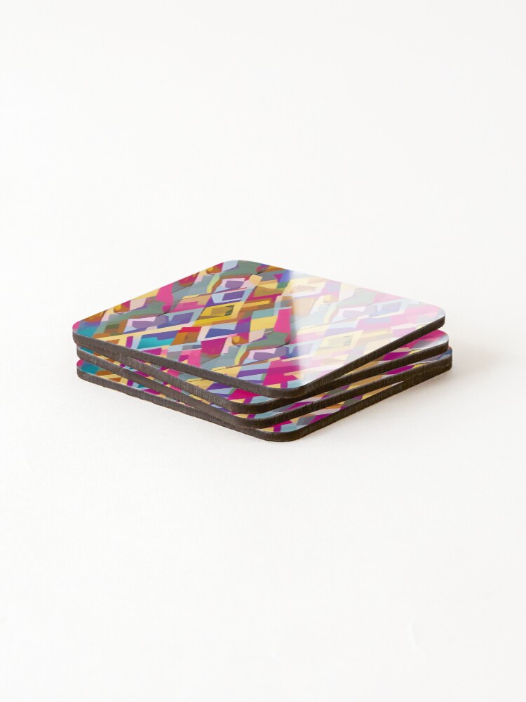 Thumbnail 4 of 5, Coasters (Set of 4), Retro Abstract Multi Color Pattern designed and sold by Sapphire07.